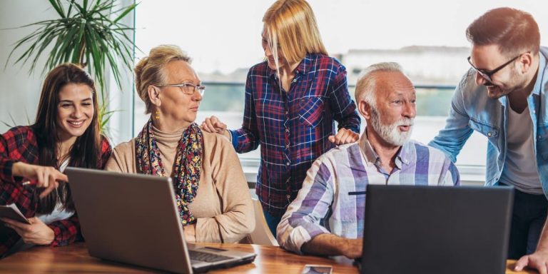 Young people assisting elderly neighbours